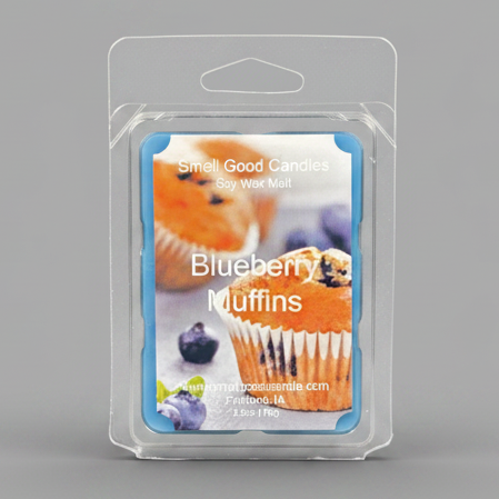 Smell Good Candles Blueberry Muffins scented soy wax melt clamshell, 2.5oz handmade in Iowa