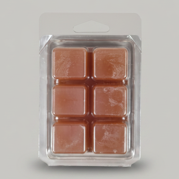 Cinnamon Sugared Donut scented soy wax melt cubes in clear clamshell packaging by Smell Good Candles