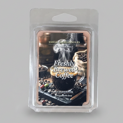 Smell Good Candles Fresh Brewed Coffee scented soy wax melt clamshell, 2.5oz handmade in Iowa