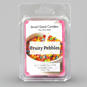 Fruity Pebbles Soy Wax Melt in hand-poured soy wax clamshell packaging