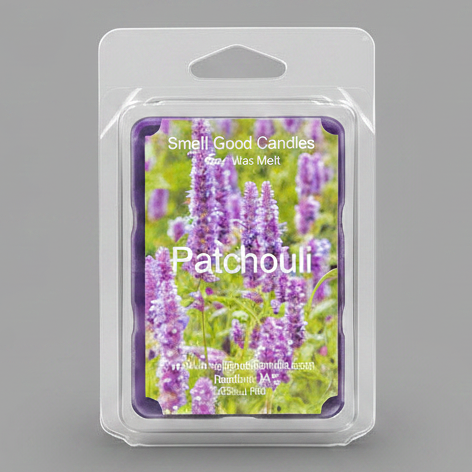 Patchouli Soy Wax Melt with patchouli, warm spice, wood, musk, and amber fragrance notes