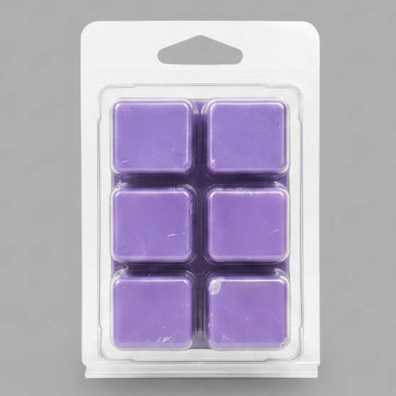 Patchouli Soy Wax Melt cubes in hand-poured soy wax clamshell packaging