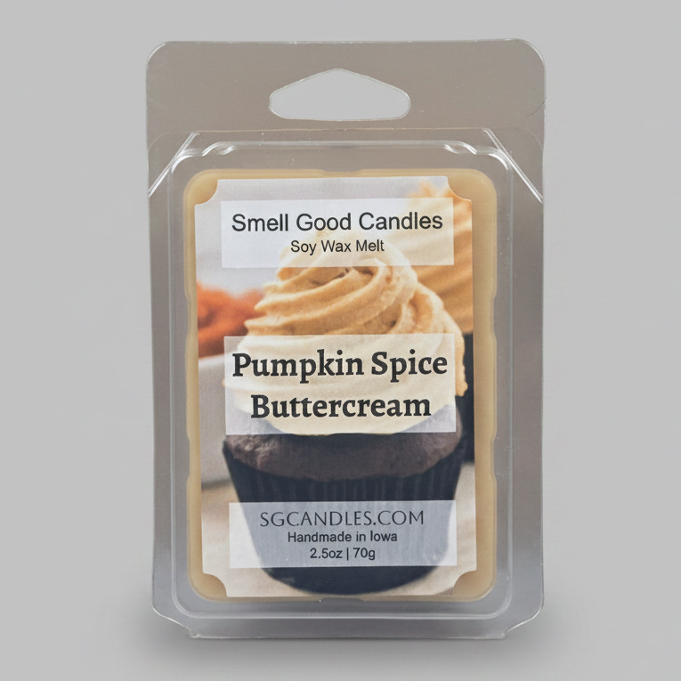 Pumpkin Spice Buttercream Soy Wax Melts handmade in Iowa with pumpkin, cinnamon, vanilla and buttercream fragrance